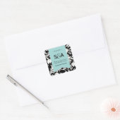 Zwart-wit Damask Favor Stickers (Envelop)