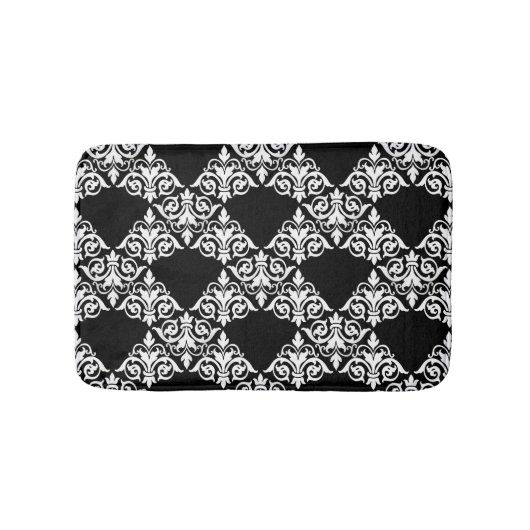 Zwart-wit Damask Lattice Bathmat Badmat (Voorkant)