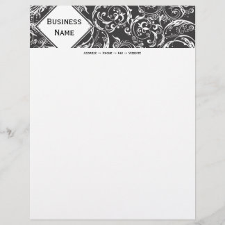 Zwart-wit Damask Letterhead Briefhoofd Sjabloon