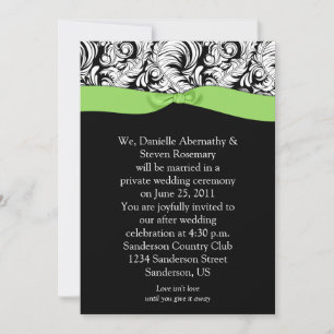 Zwart Wit Damask Limoen Ribbon Post Wedding Invita Kaart
