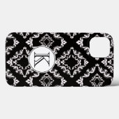 Zwart-wit Damask Monogram Case-Mate iPhone Case (Achterkant (horizontaal))