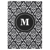 Zwart wit Damask Monogram Klembord (Achterkant)