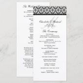 Zwart-wit Damask Monogram Wedding Programma (Voorkant / Achterkant)