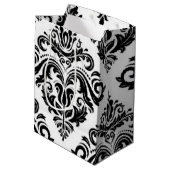 Zwart wit Damask-patroon Afdrukontwerp Medium Cadeauzakje (Achterkant Gekanteld)