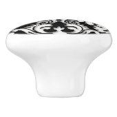 Zwart-wit Damask-patroon Keramische Knop (Zijkant)