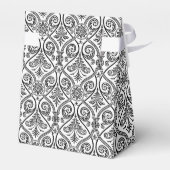 Zwart-wit Damask Patroon voor Doos Bedankdoosjes (Achterkant)