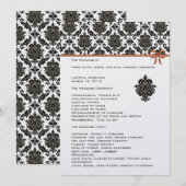 Zwart-wit Damask Pink Trim Wedding Programma (Voorkant / Achterkant)