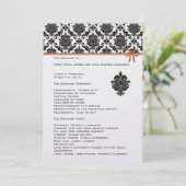 Zwart-wit Damask Pink Trim Wedding Programma (Staand voorkant)
