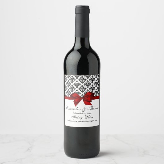  zwart wit Damask Red H Wine Flaconetiket Wijn Etiket (Voorkant)