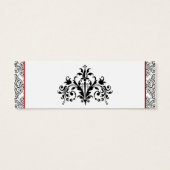 Zwart-wit Damask Rode Bruiloft Drink Ticket Mini Visitekaartjes (Achterkant)