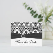 Zwart-wit Damask Save the Date Briefkaart (Staand voorkant)