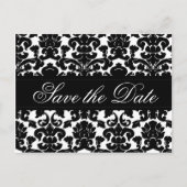 Zwart-wit Damask Save the Date Kaart (Voorkant)