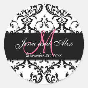 Zwart Wit Damask Sla de Datum Stickers op