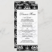 Zwart-wit Damask Slim Dinner Menu (Voorkant / Achterkant)