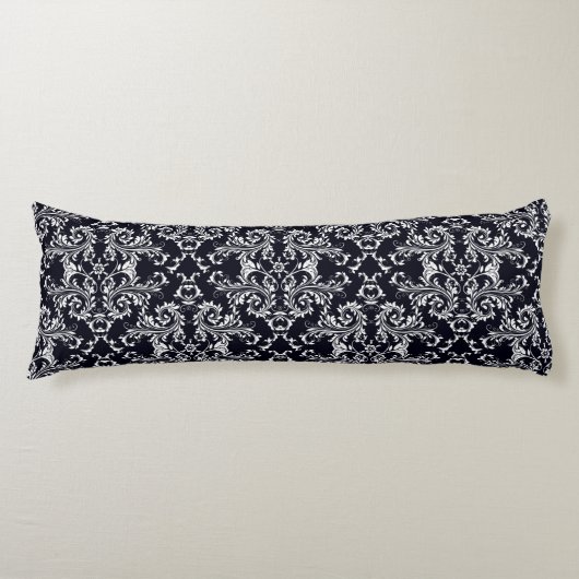 Zwart-wit Damask stijl Lichaamskussen (Voorkant)