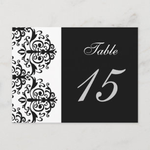 Zwart-wit Damask tafel nummer kaarten