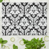 Zwart-wit Damask Theedoek (Gevouwen)