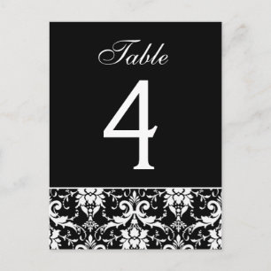 Zwart Wit Damask Trouwtafel Nummer Kaart