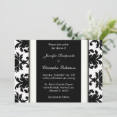 Zwart-wit Damask Vintage Elegant Wedding Kaart (Staand voorkant)
