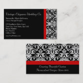 Zwart/wit Damask w/Rood Accent Mode Business Visitekaartje (Voorkant / Achterkant)