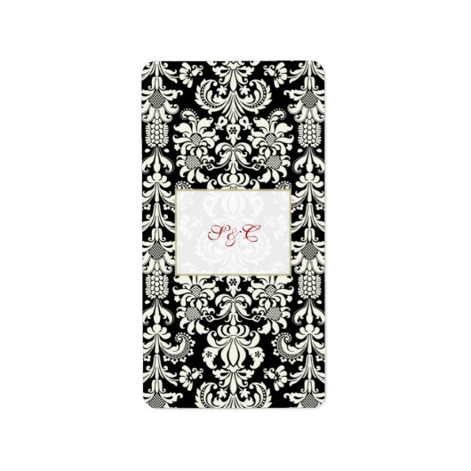 Zwart/wit Damask Wedding Hershey's Mini Wrapper Etiket (Voorkant)
