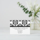 Zwart-wit Damask Wedding Receptie Kaarten (Staand voorkant)