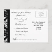 Zwart Wit Damask Wedding RSVP Briefkaart (Achterkant)