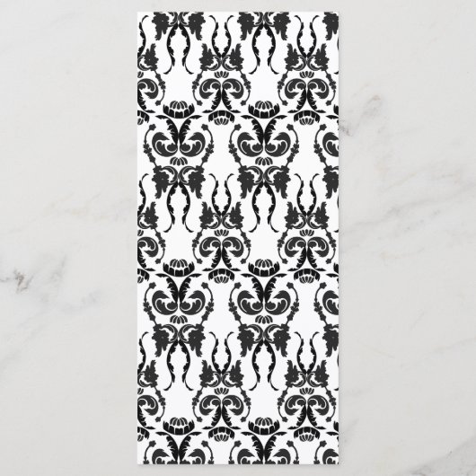 Zwart-wit Damaskus Trouwmenu Menu (Achterkant)
