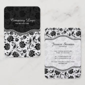 Zwart-wit Damasmaskerpatroon Gepersonaliseerd Visitekaartje (Voorkant / Achterkant)