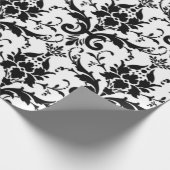 Zwart-wit DamasPatroon Cadeaupapier (Hoek)