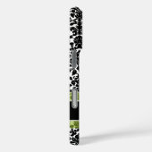 Zwart-wit Damaspatroon met monogram Case-Mate iPhone Case (Achterkant / Rechts)