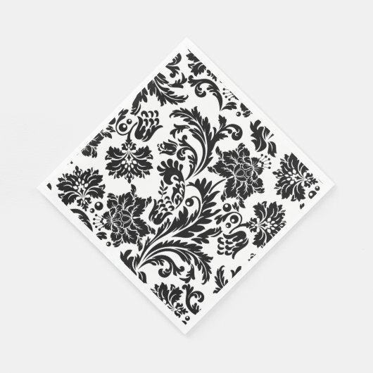 Zwart-wit damast bedrukt papieren servet (Hoek)