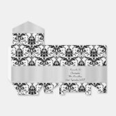Zwart-wit damast bruiloft bedankdoosjes (Uitgevouwen)
