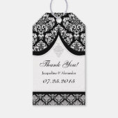 Zwart wit damast bruiloft dank u Labels Cadeaulabel (Voorkant)