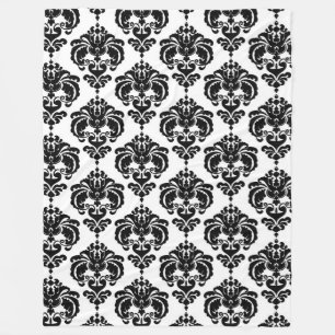 Zwart & Wit Damast Chic Modern Elegante Patroon Fleece Deken