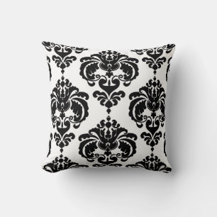 Zwart & Wit Damast Chic Modern Elegante Patroon Kussen