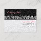 Zwart-wit damast en kant monogram visitekaartje (Achterkant)