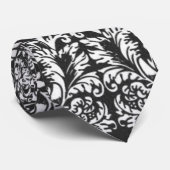 Zwart wit damast kant brokaat stropdas (Opgerold)