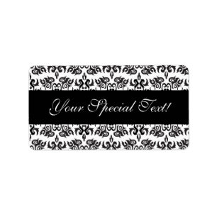 Zwart-wit damast labels