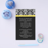 Zwart/wit damast met levendig geel flyer (Enkel)