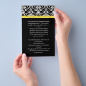 Zwart/wit damast met levendig geel flyer (Hand)