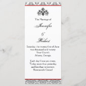 Zwart-wit damast met rode bruiloft programma (Voorkant)