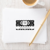Zwart Wit Damast Monogram Bruiloft Adresetiketten Etiket (Insitu)