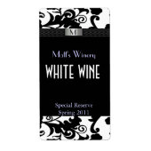 Zwart-wit Damast Monogram Bruiloft Labels (Voorkant)