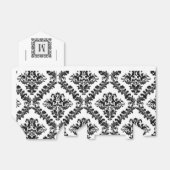 Zwart, wit damast patroon monogram bruiloft bedankdoosjes (Uitgevouwen)