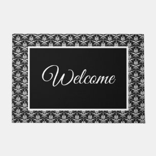 Zwart & Wit Damast Print Deur Mat