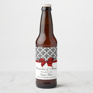 zwart wit damast rood h bierflesetiket bier etiket