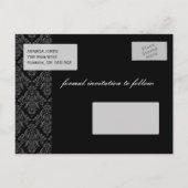 Zwart-wit Damast Save the Date Aankondigingskaart (Achterkant)