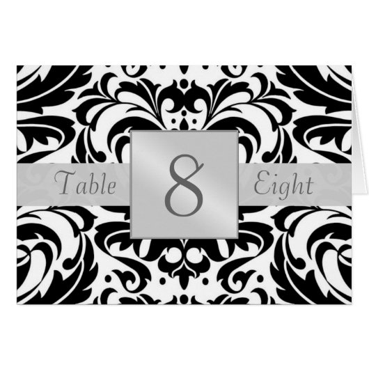 Zwart-wit Damastafel-nummer Folkkaart (Voorkant Horizontaal)