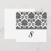 Zwart-wit damasten ontvangsttafelnummer kaart (Voorkant / Achterkant)